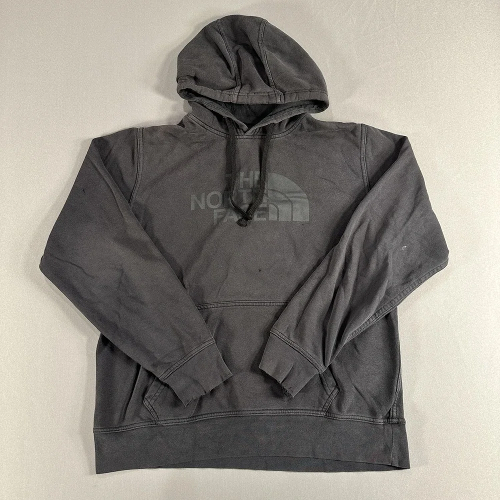The North‎ Face Hoodie Mens Medium Gray Fleece Pullover Sweatshirt Logo Graphic